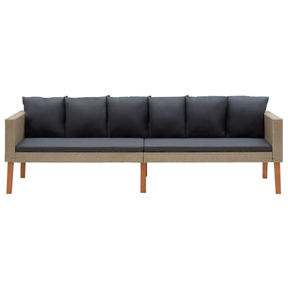4 pcs conjunto lounge de jardim com almofadões vime PE bege em Ferro Forjado