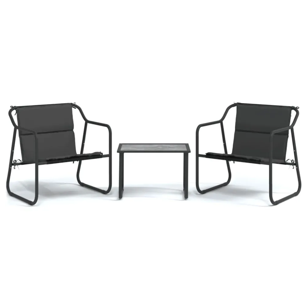3 pcs conjunto lounge de jardim com almofadões ço antracite com Almofada Inclusa