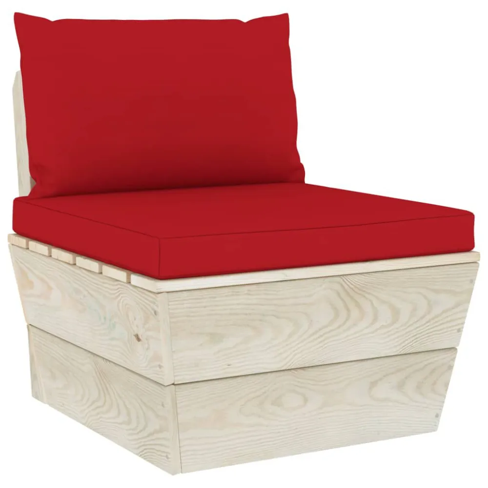 6 pcs conjunto lounge de paletes + almofadões madeira de abeto com Tecido Impermeável UV