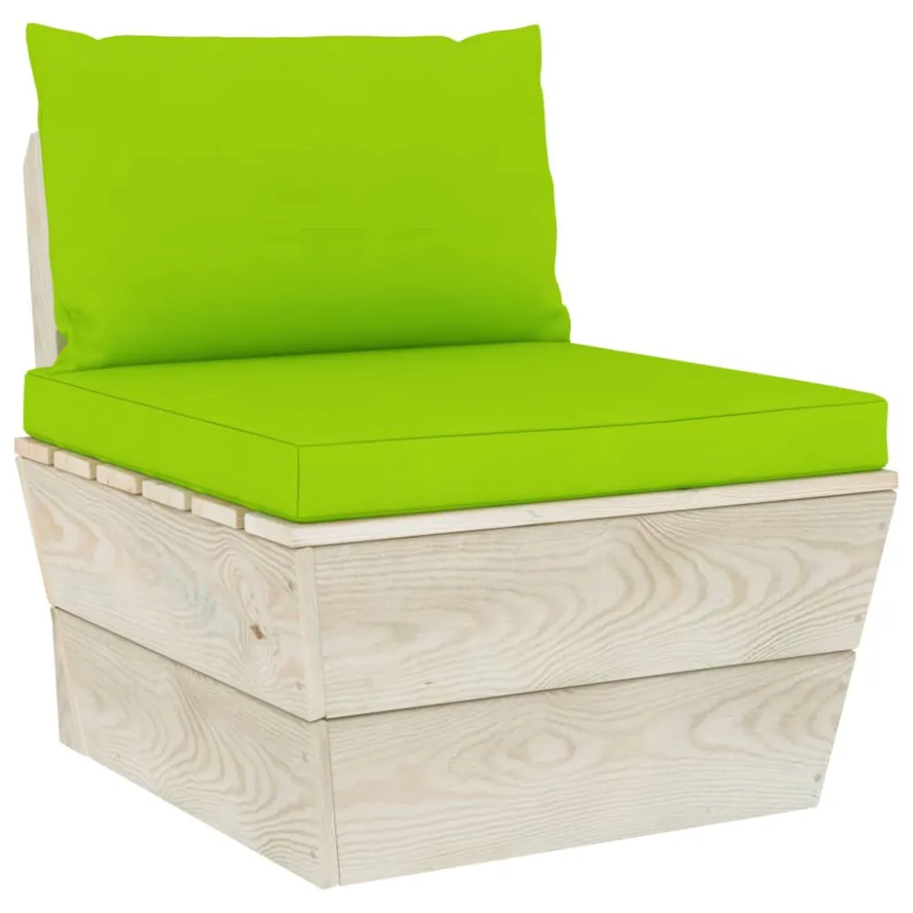 6 pcs conjunto lounge de paletes + almofadões madeira de abeto com Almofada Inclusa