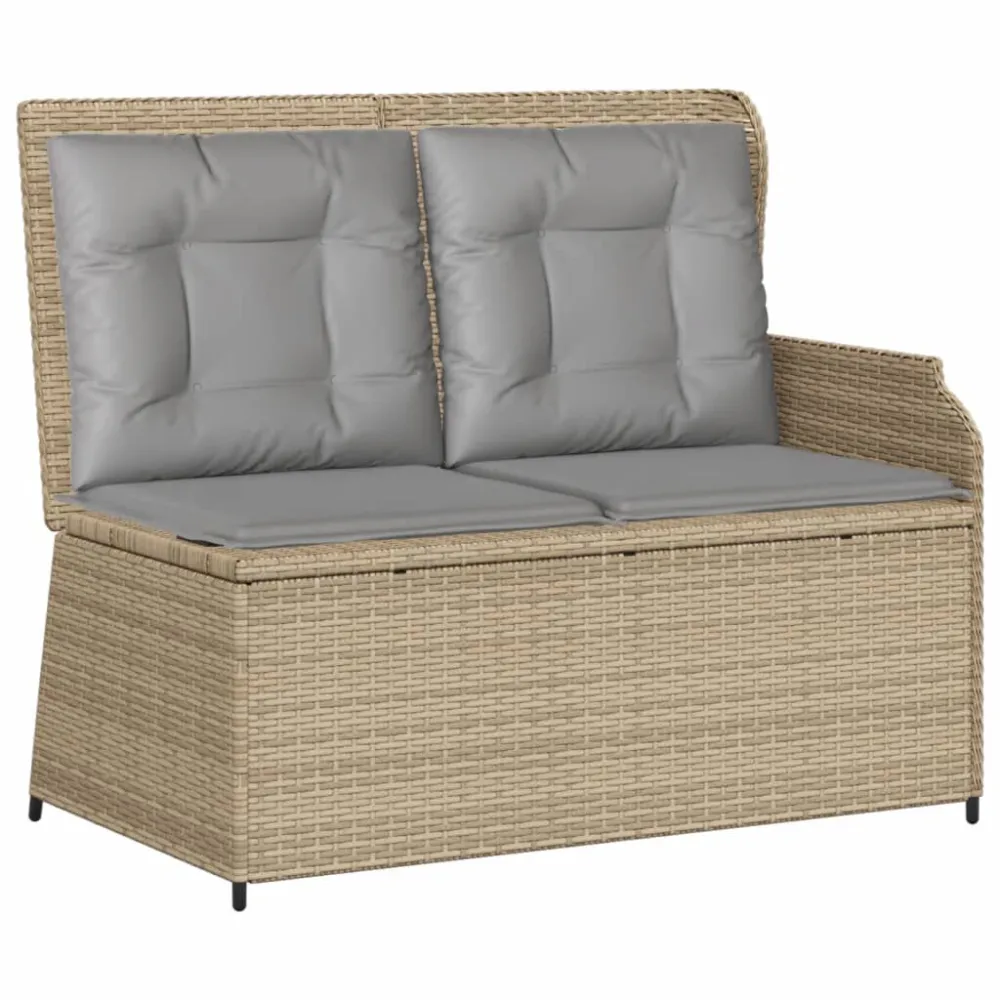 5 pcs conjunto lounge para jardim com almofadões vime PE bege em Tecido Sunbrella