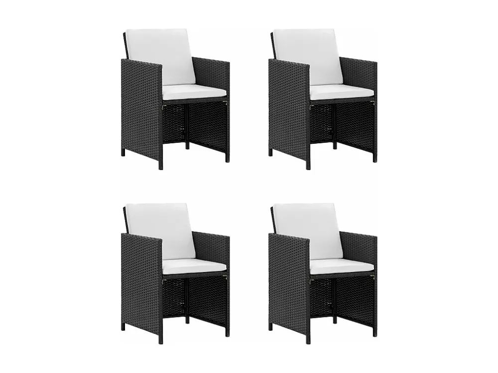 9 peças conjunto jantar exterior com almofadões vime PE preto | Montagem Fácil e Rápida