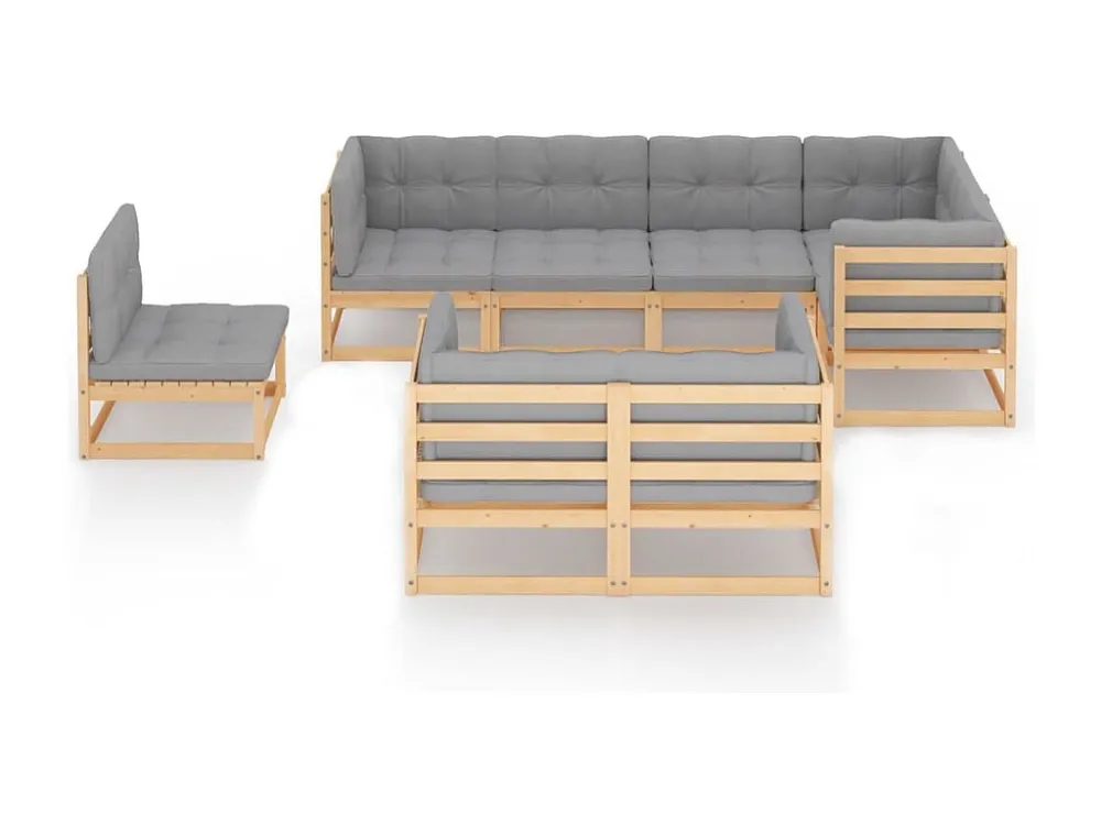 8 peças conjunto lounge de jardim com almofadões pinho maciço com Almofada Inclusa