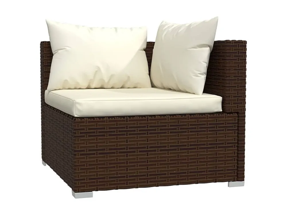10 peças conjunto lounge de jardim com almofadões vime PE castanho com Encosto Ajustável