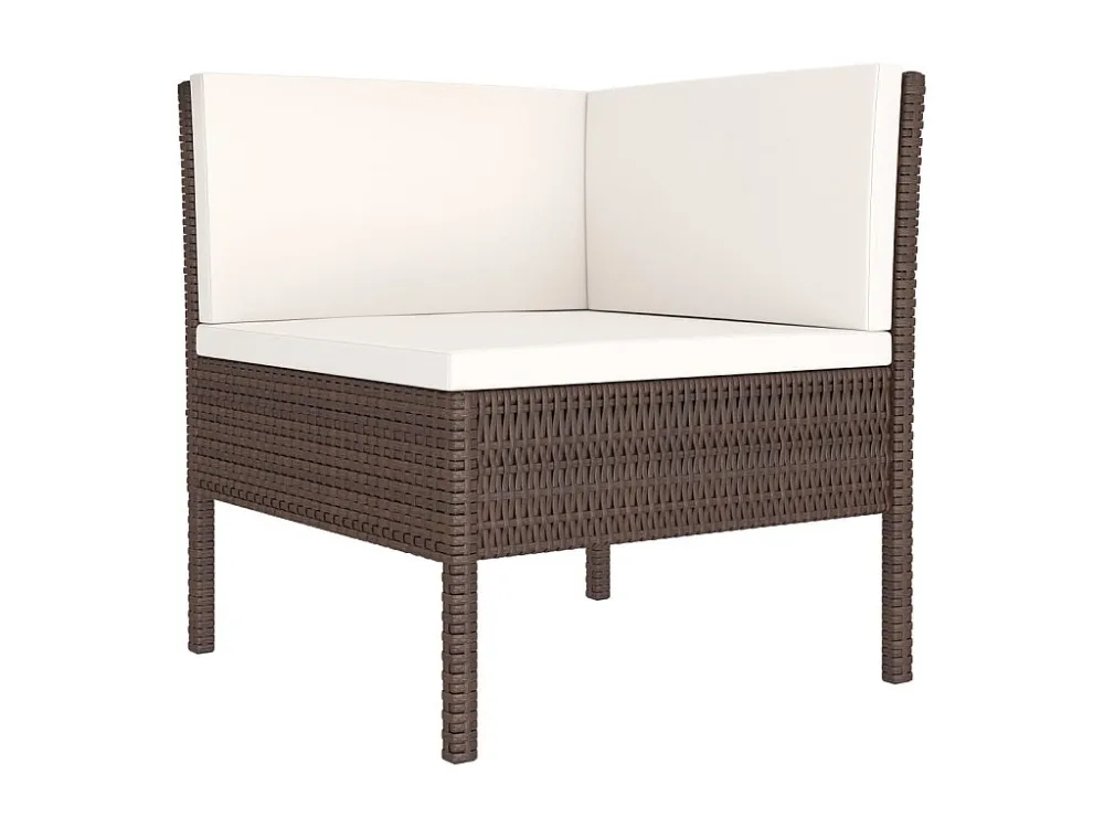 3 peças conjunto lounge jardim com almofadões vime PE castanho Fácil de Guardar