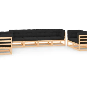 8 peças conjunto lounge de jardim com almofadões pinho maciço | Resistente à Chuva | Confortável