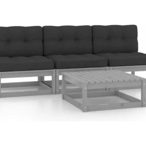4 peças conjunto lounge de jardim com almofadões pinho maciço com Apoio para Bebidas