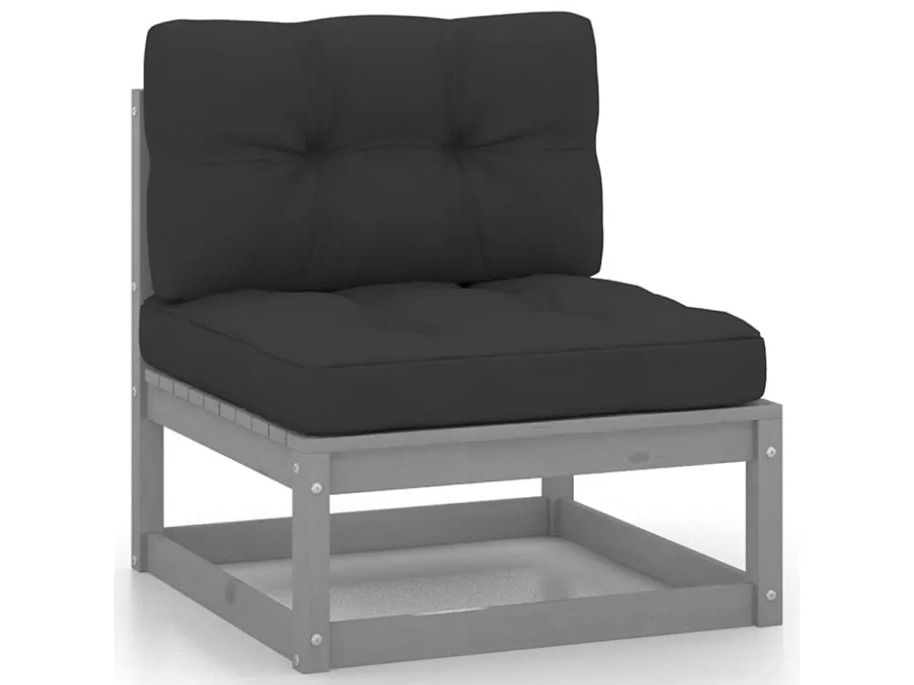 4 peças conjunto lounge de jardim com almofadões pinho maciço com Apoio para Bebidas