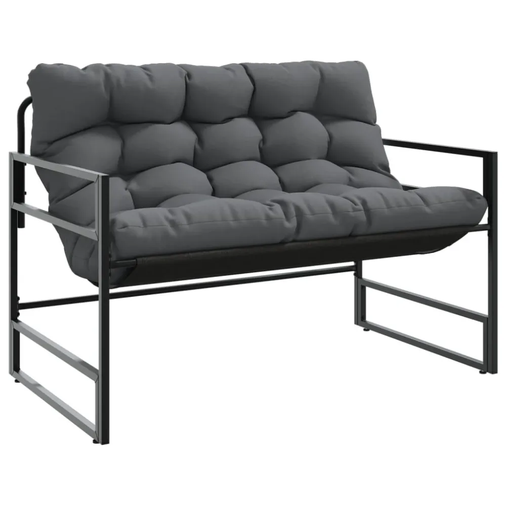 Poltrona de Rattan Banco de jardim com almofadão 113 cm ço antracite