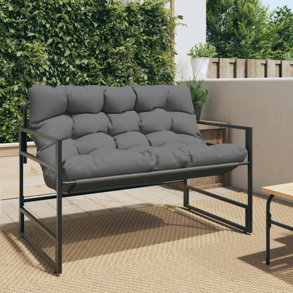 Poltrona de Rattan Banco de jardim com almofadão 113 cm ço antracite