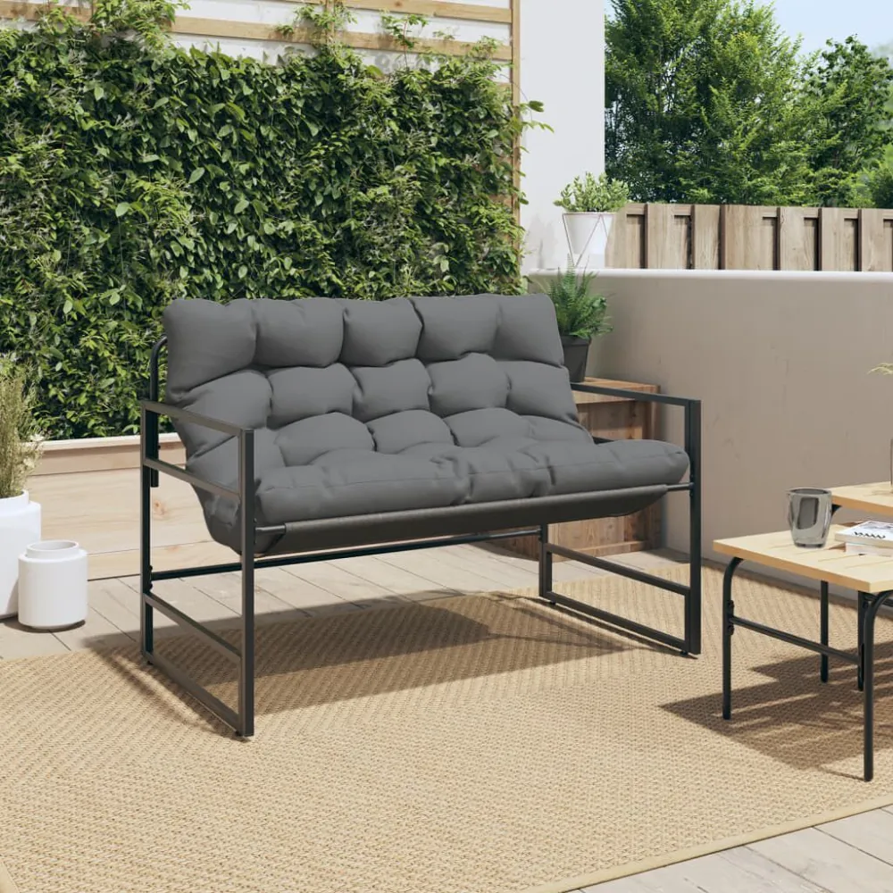 Poltrona de Rattan Banco de jardim com almofadão 113 cm ço antracite
