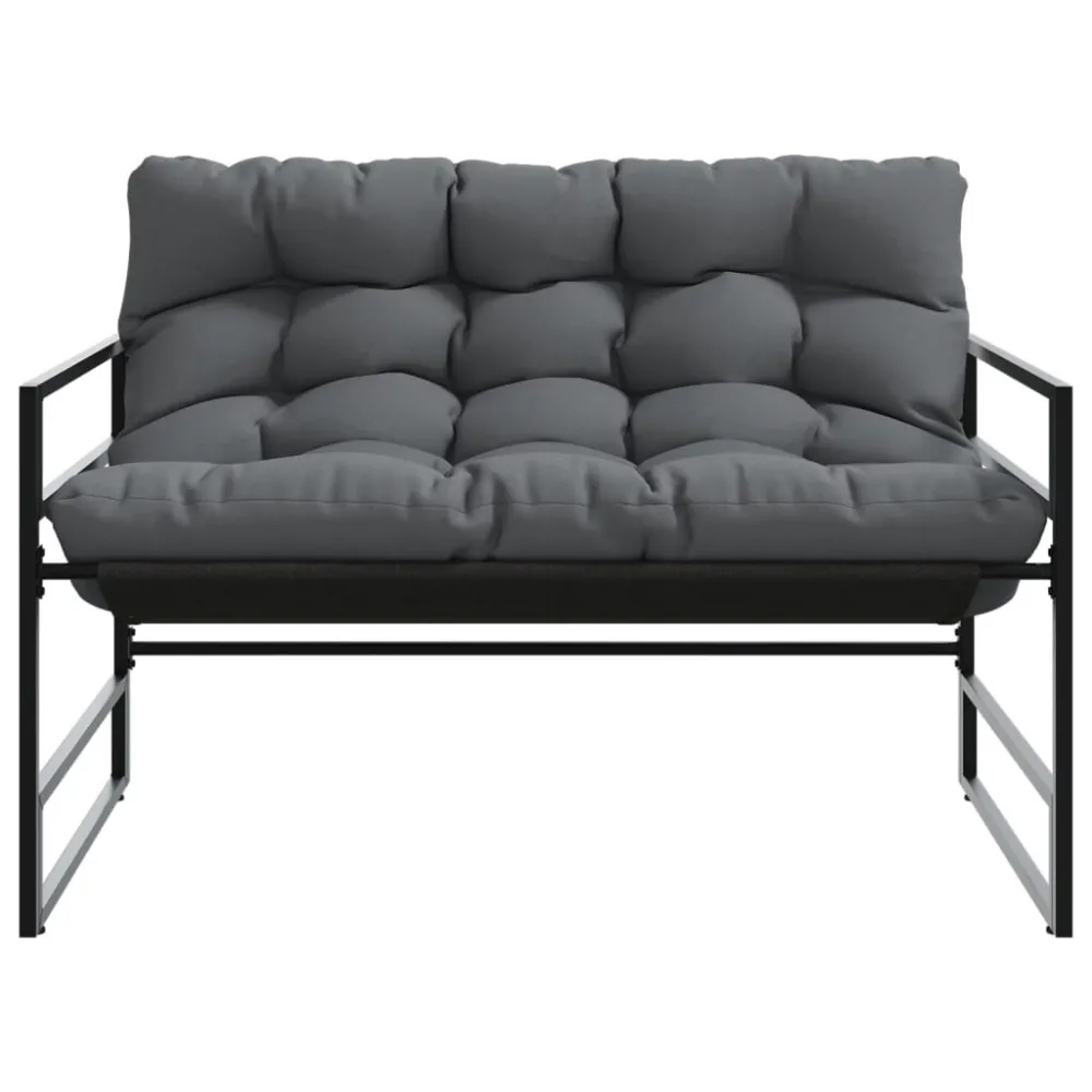Poltrona de Rattan Banco de jardim com almofadão 113 cm ço antracite
