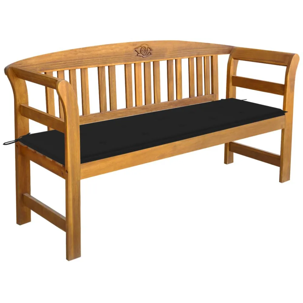 Poltrona de Rattan Banco de jardim com almofadão 157 cm madeira de acácia maciç
