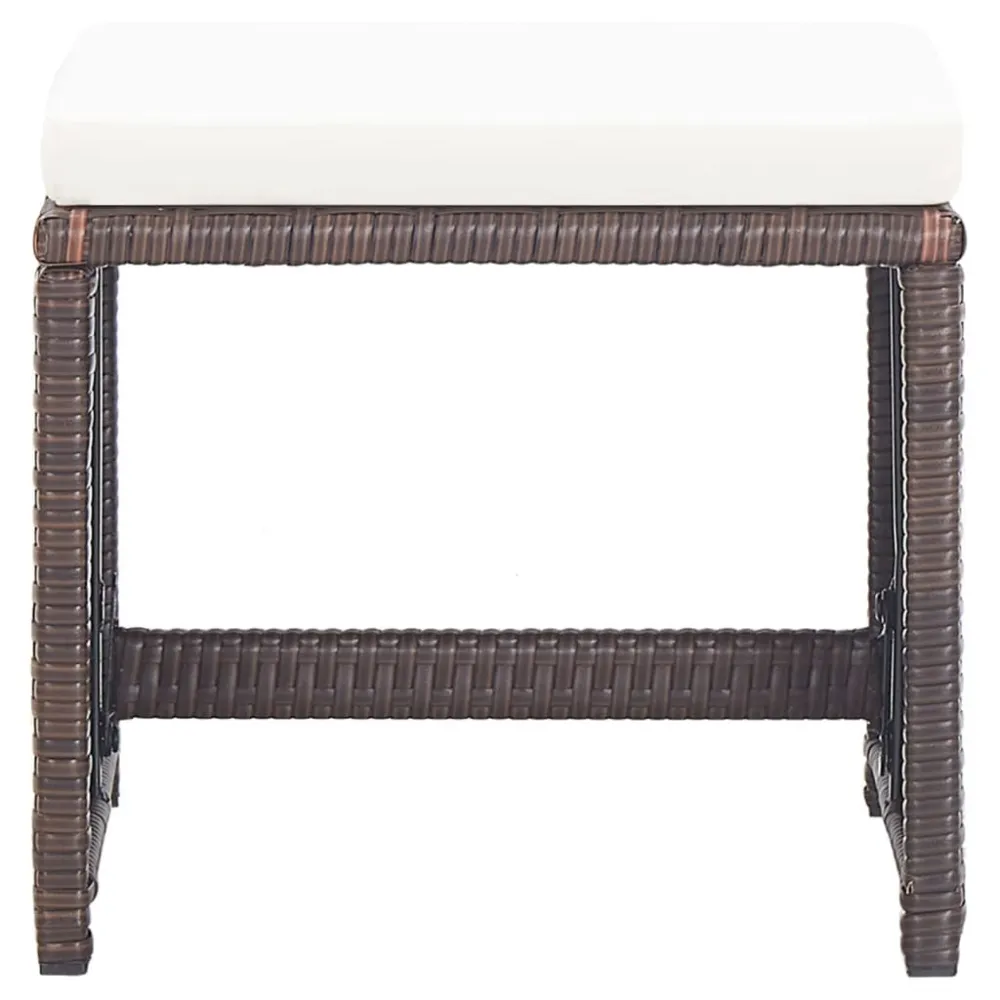 Poltrona de Rattan Bancos de jardim 4 pcs com almofadões vime PE castanho