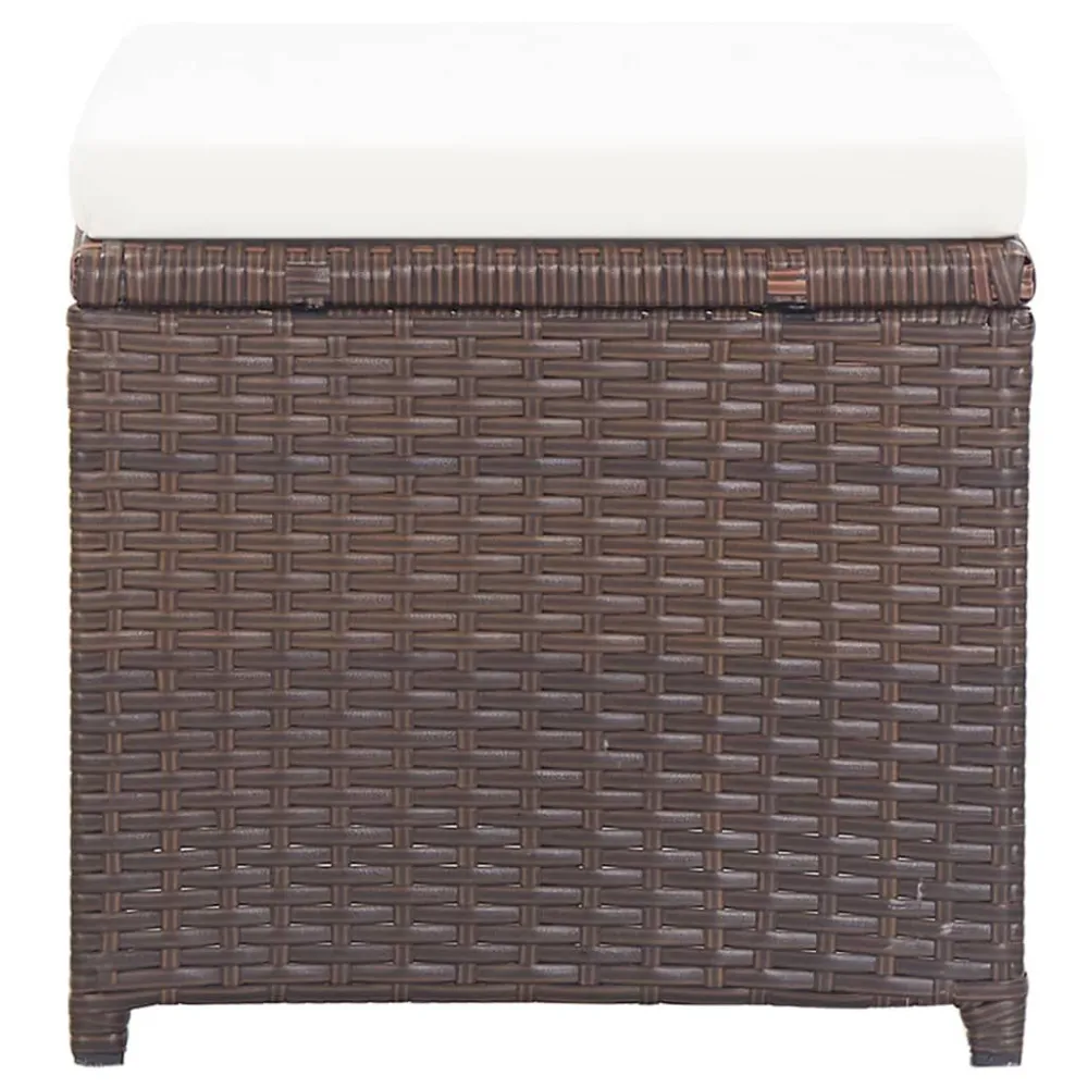 Poltrona de Rattan Bancos de jardim 4 pcs com almofadões vime PE castanho