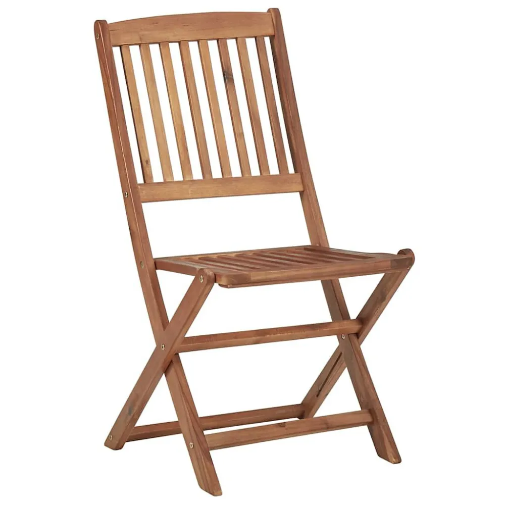 Poltrona de Rattan Cadeiras de exterior dobráveis com almofadões 8pcs acácia maciç