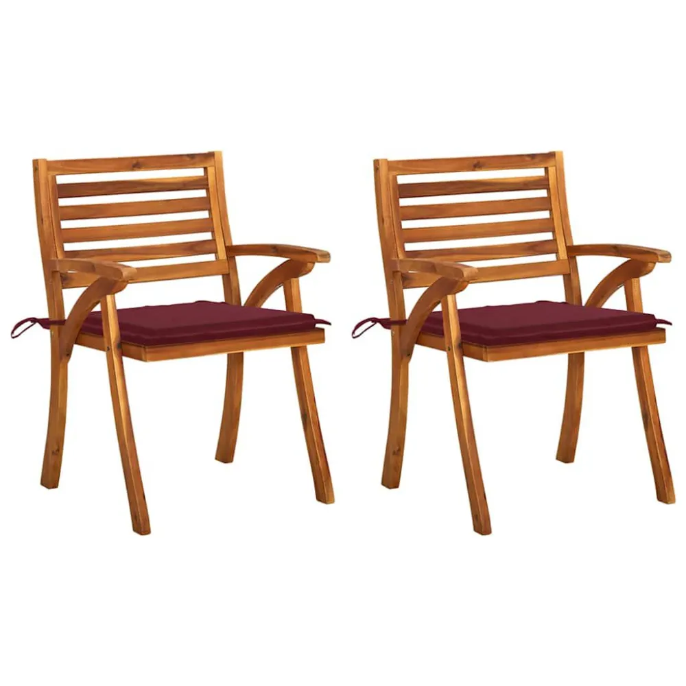 Poltrona de Rattan Cadeiras de jantar jardim com almofadões 2 pcs acácia maciç