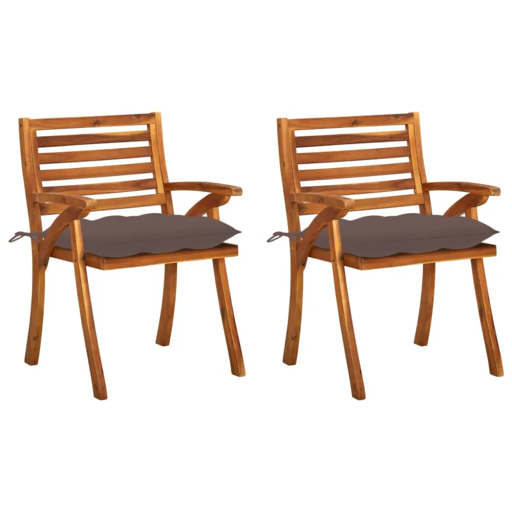 Poltrona de Rattan Cadeiras de jantar jardim com almofadões 2 pcs acácia maciç