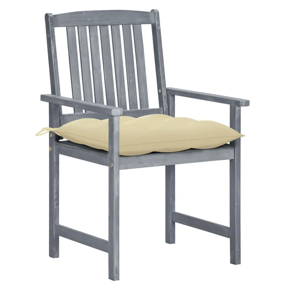 Poltrona de Rattan Cadeiras de jardim com almofadões 8 pcs acácia maciç cinzento
