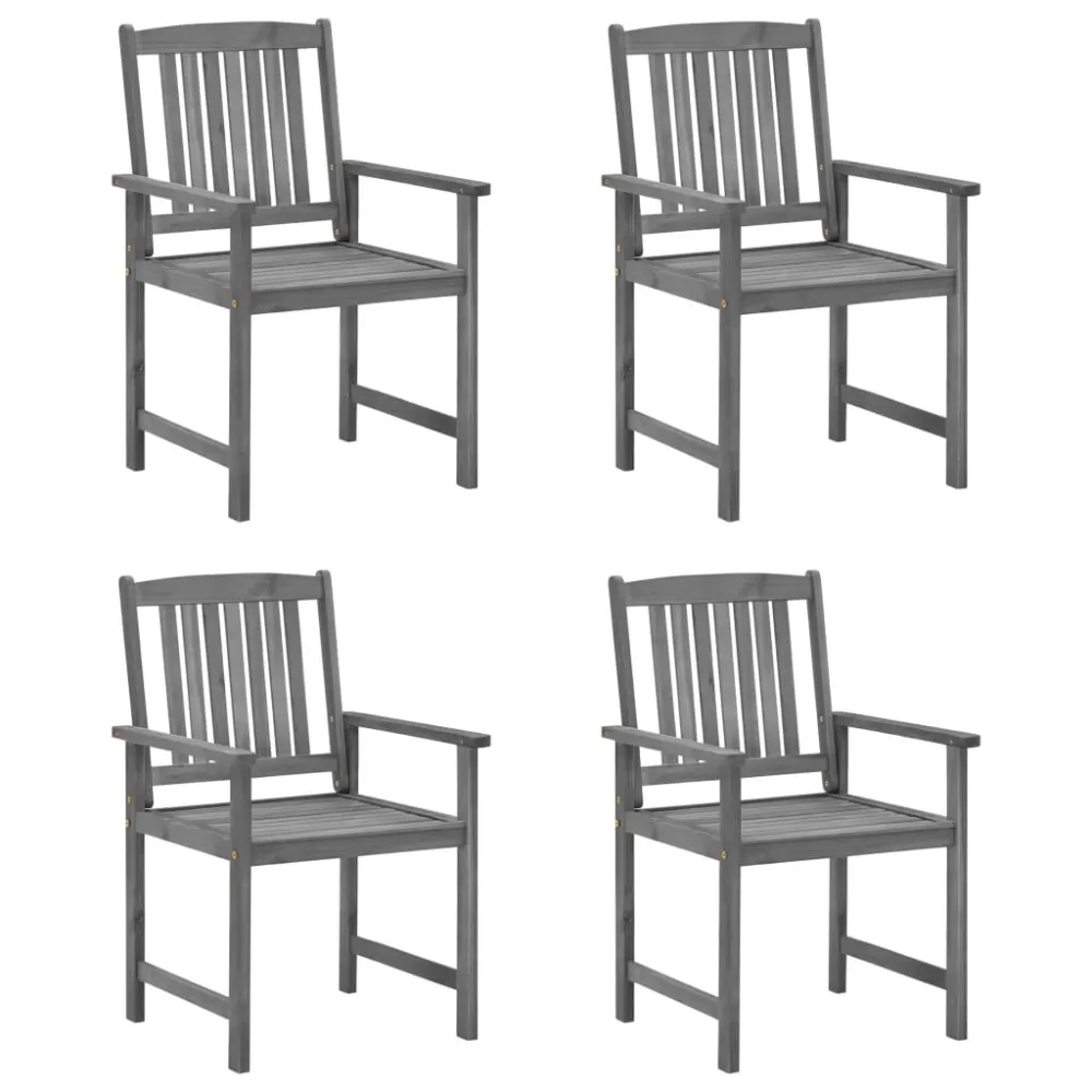 Poltrona de Rattan Cadeiras de jardim com almofadões 4 pcs acácia maciç cinza