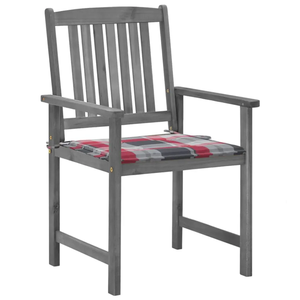 Poltrona de Rattan Cadeiras de jardim com almofadões 4 pcs acácia maciç cinza