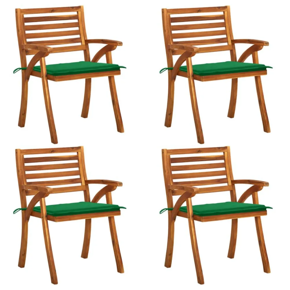 Poltrona de Rattan Cadeiras de jardim com almofadões 4 pcs madeira de acácia maciç