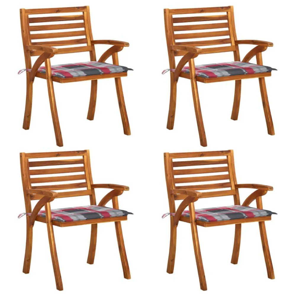 Poltrona de Rattan Cadeiras de jardim com almofadões 4 pcs madeira de acácia maciç