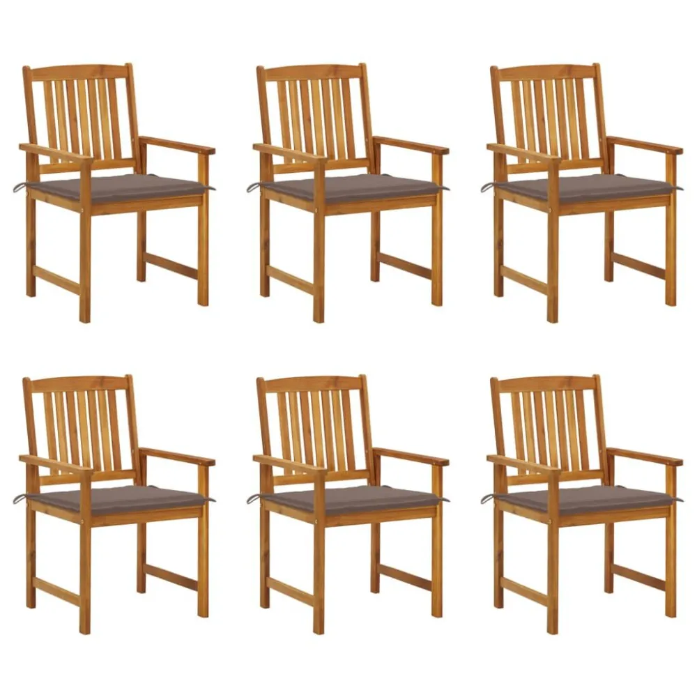 Poltrona de Rattan Cadeiras de jardim com almofadões 6 pcs acácia maciç