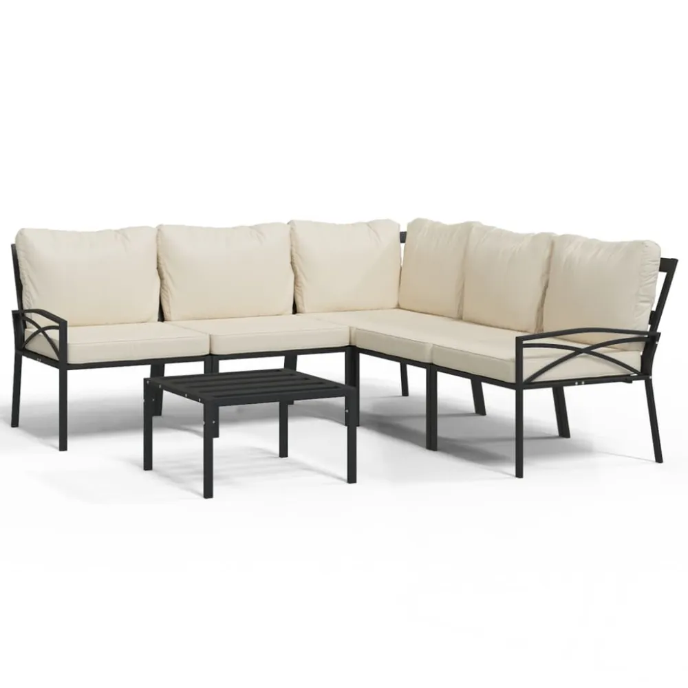 Poltrona de Rattan 6 pcs conjunto lounge de jardim ço com almofadões areia