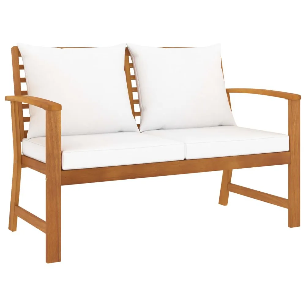 Poltrona de Rattan 3 pcs conjunto de lounge de jardim com almofadões acácia maciç