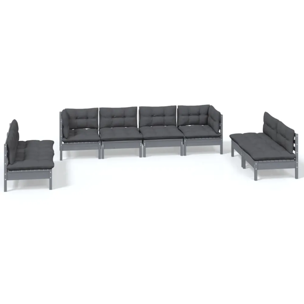 Poltrona de Rattan 8 pcs conjunto lounge de jardim com almofadões pinho maciço