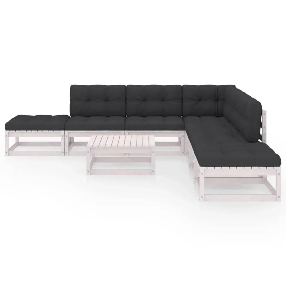Poltrona de Rattan 8 pcs conjunto lounge de jardim com almofadões pinho maciço
