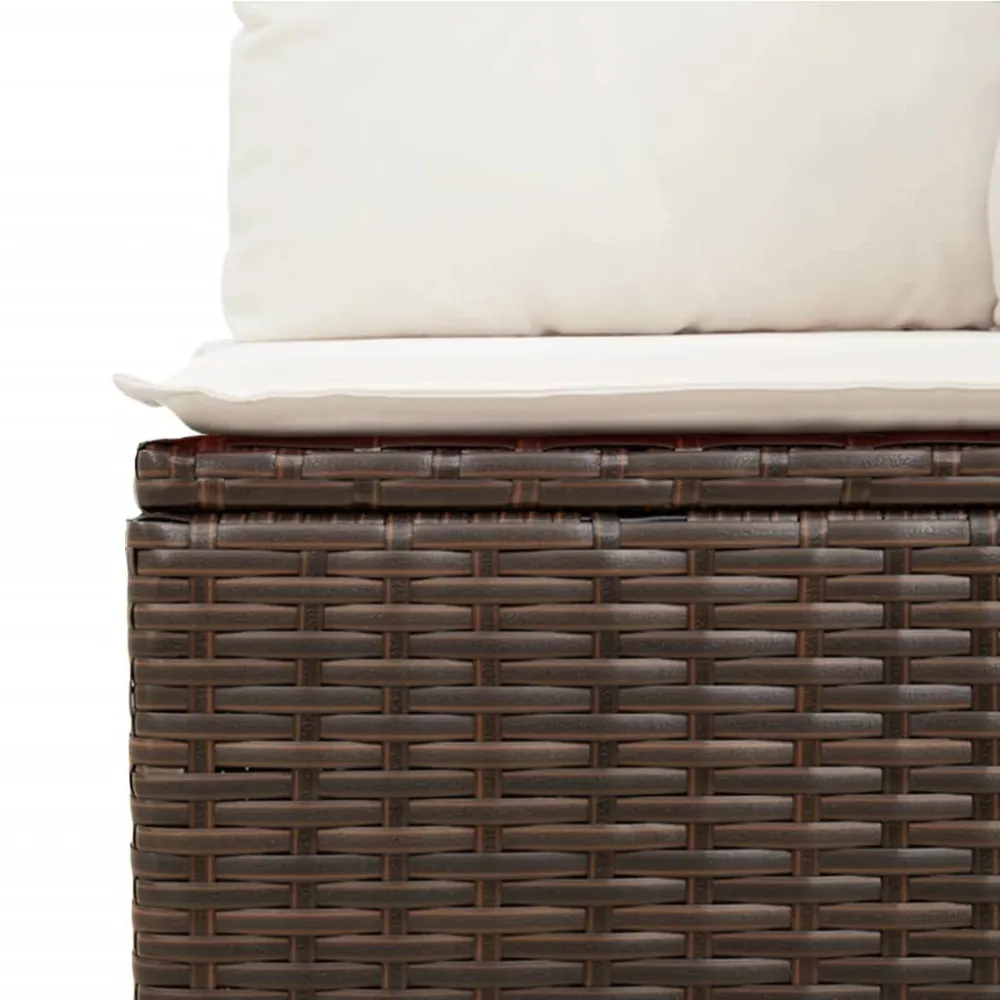 Poltrona de Rattan 8 pcs conjunto sofás de jardim com almofadões vime PE castanho