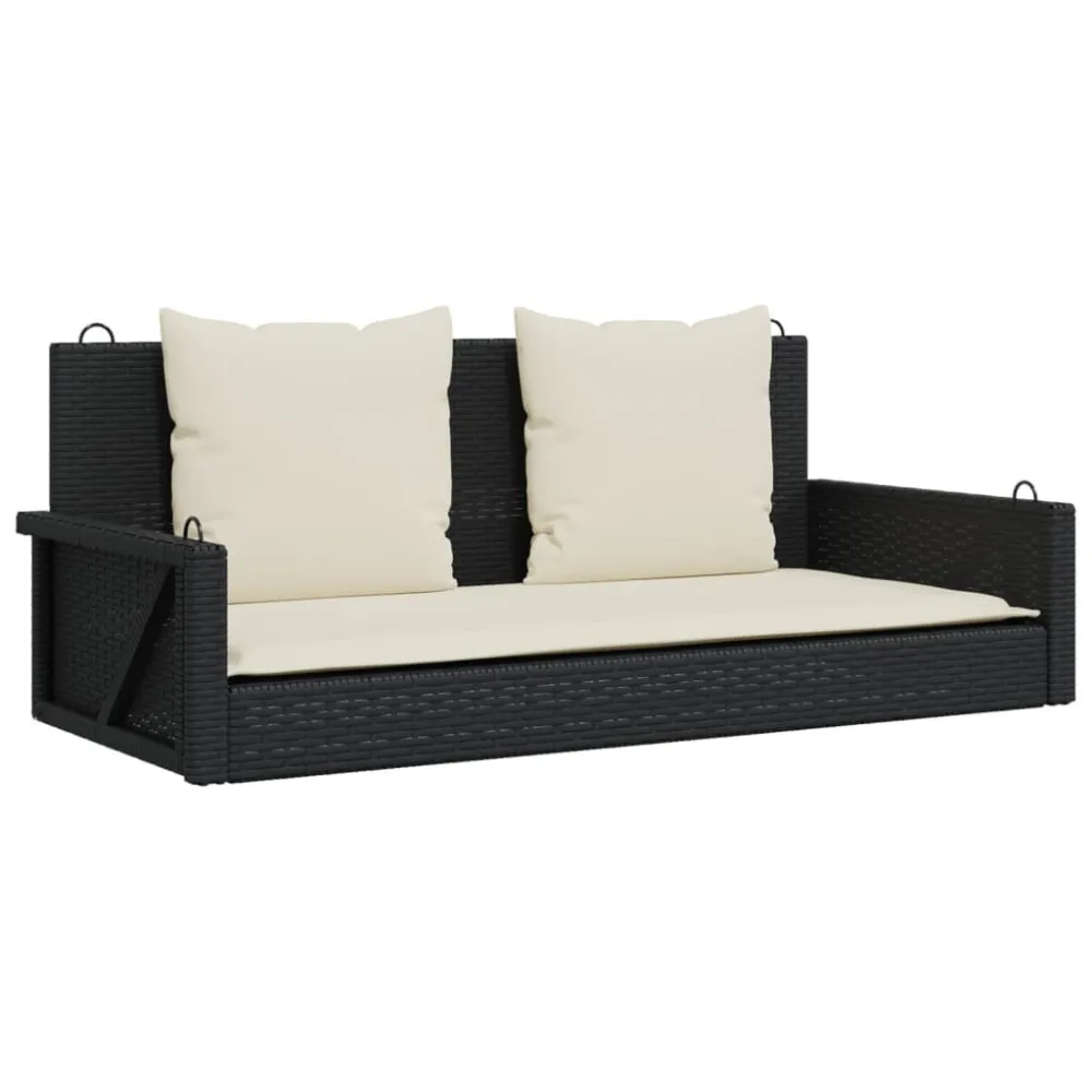 Premium Resistente ao Tempo Banco baloiço com almofadões 119x56x48 cm vime PE preto