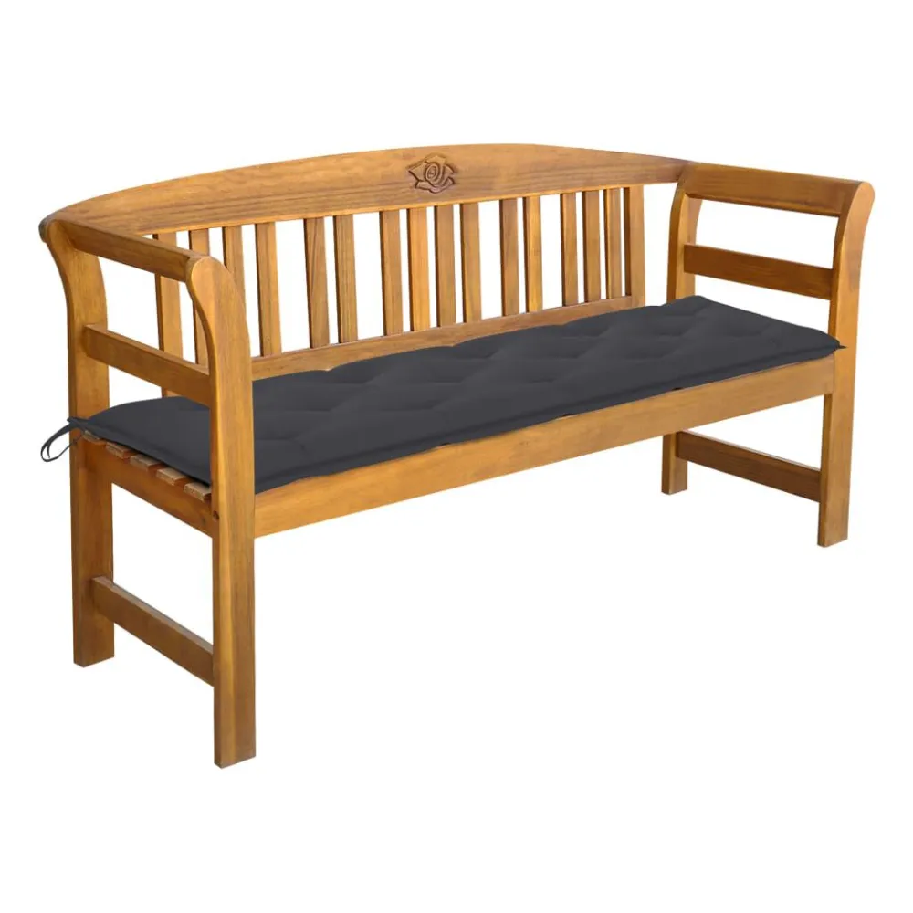 Premium Resistente ao Tempo Banco de jardim com almofadão 157 cm madeira de acácia maciç