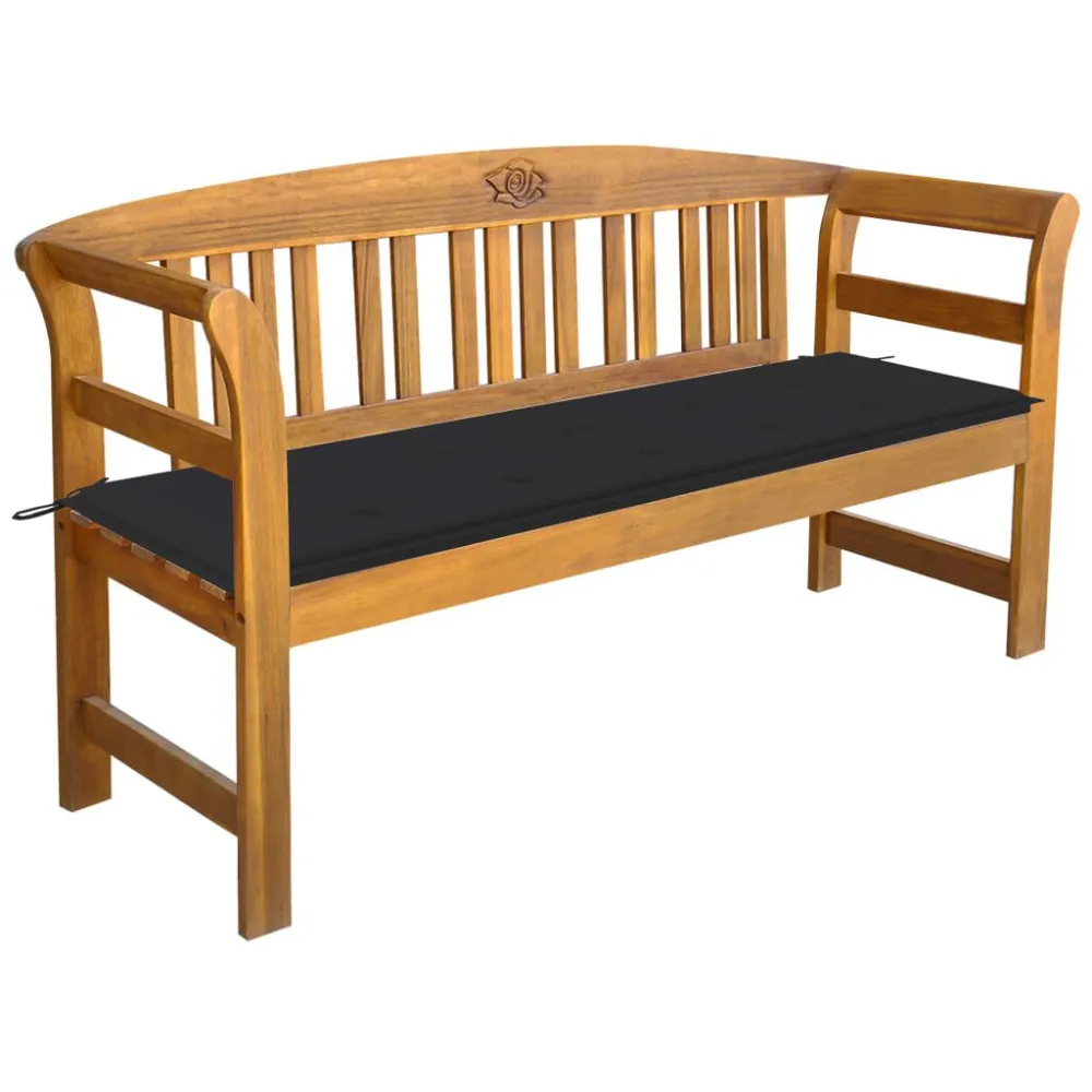 Premium Resistente ao Tempo Banco de jardim com almofadão 157 cm madeira de acácia maciç