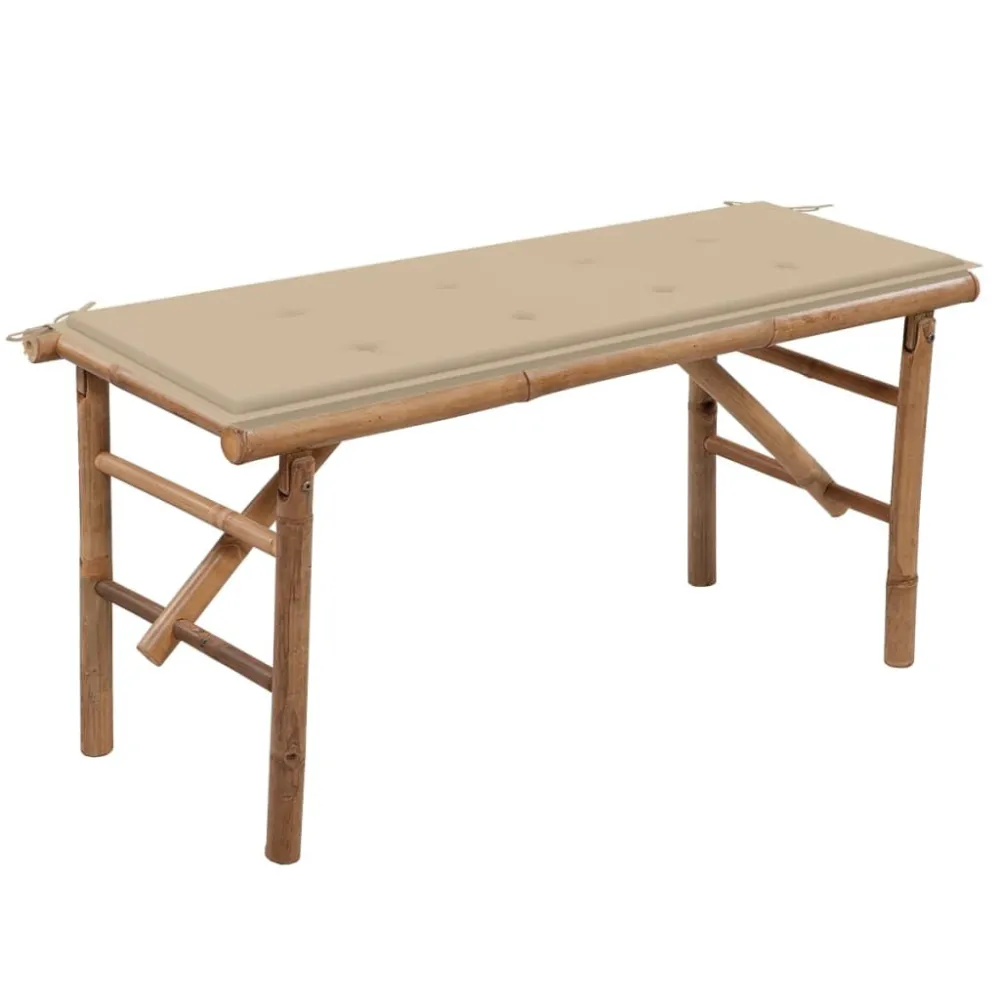 Premium Resistente ao Tempo Banco de jardim dobrável com almofadão 118 cm bambu