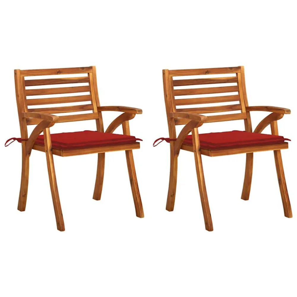 Premium Resistente ao Tempo Cadeiras de jantar para jardim com almofadões 2 pcs acácia maciç