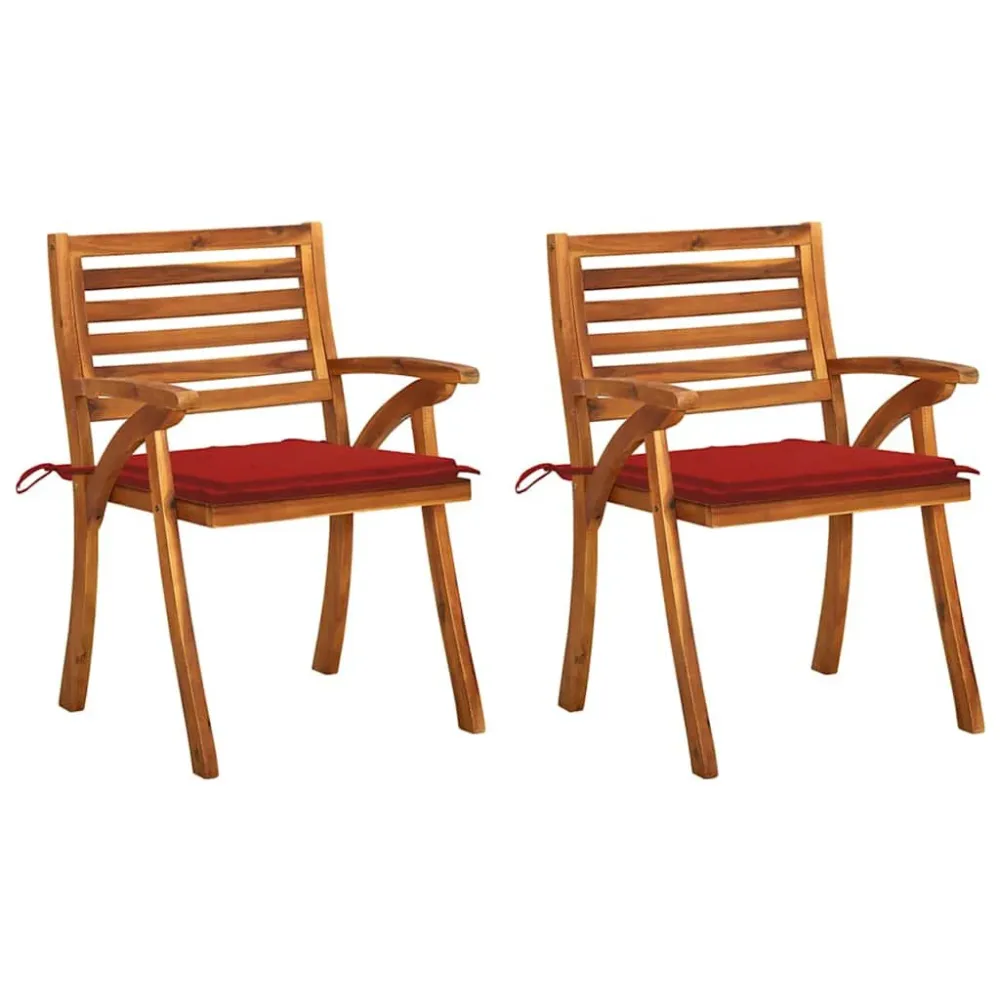 Premium Resistente ao Tempo Cadeiras de jantar para jardim com almofadões 2 pcs acácia maciç