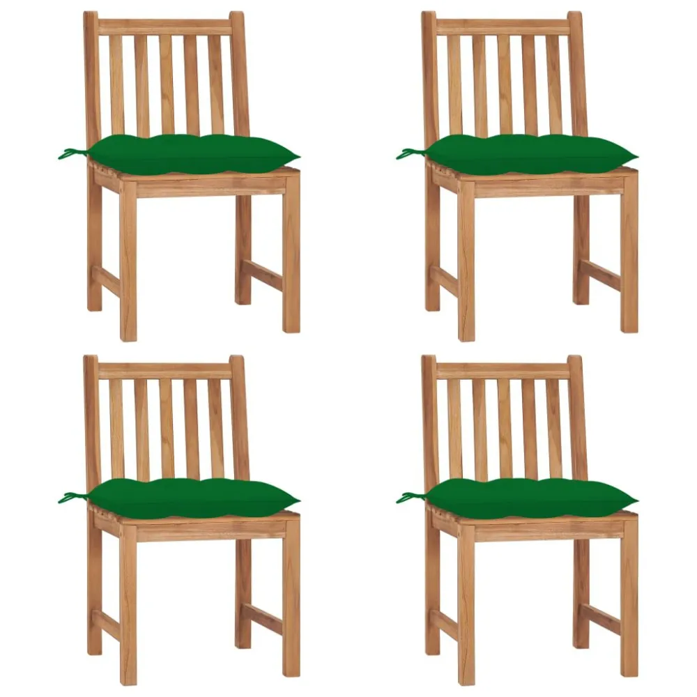Premium Resistente ao Tempo Cadeiras de jardim com almofadões 4 pcs madeira de teca maciç