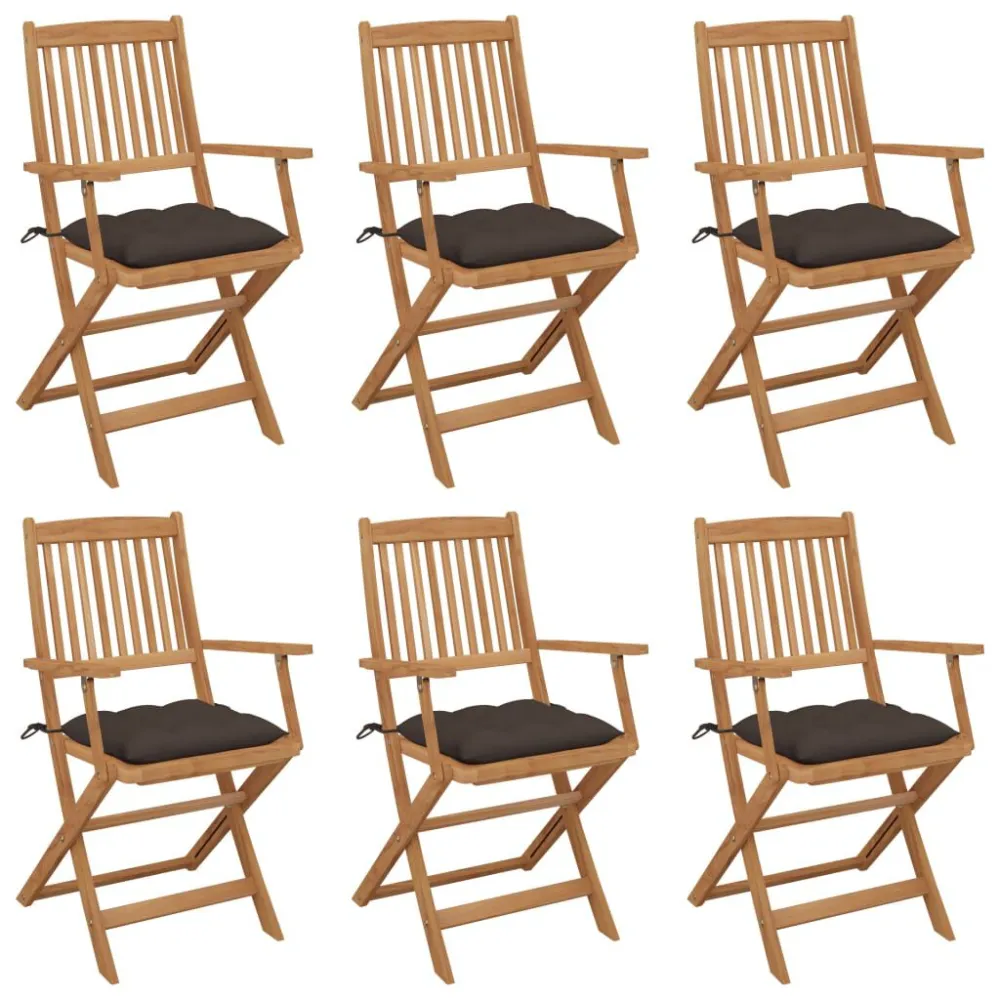 Premium Resistente ao Tempo Cadeiras de jardim dobráveis com almofadões 6 pcs acácia maciç