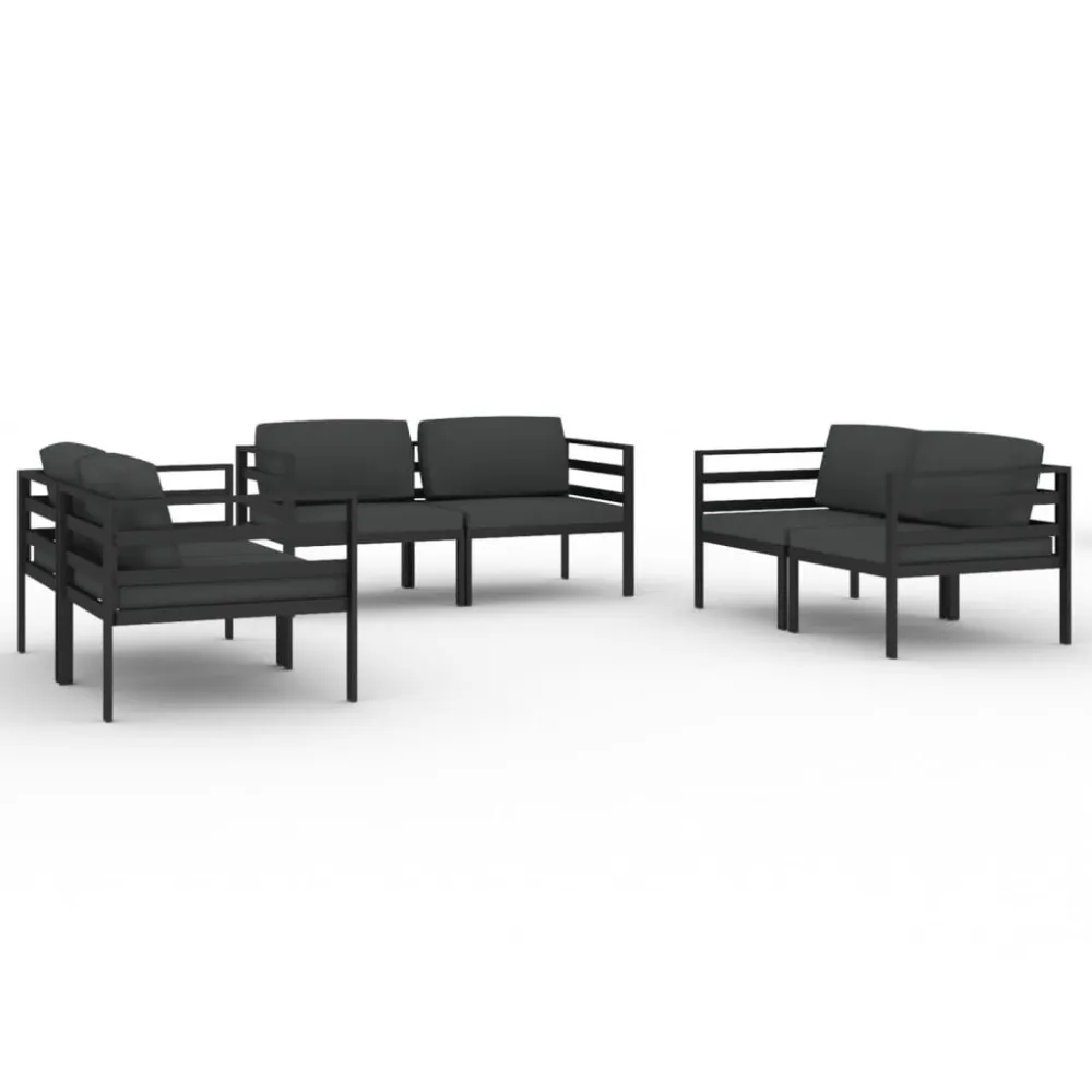 Premium Resistente ao Tempo 6 pcs conjunto lounge jardim com almofadões alumínio antracite