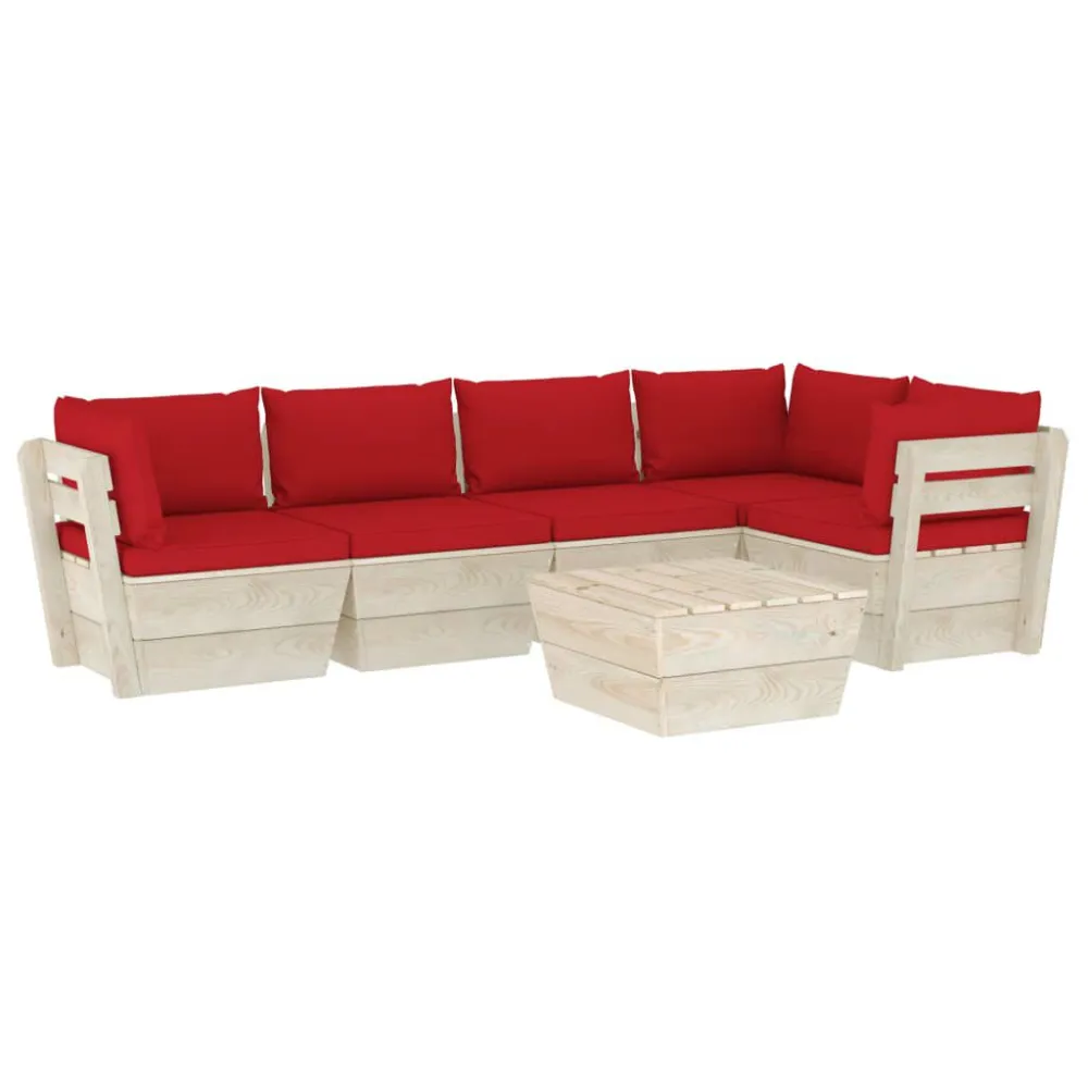 Premium Resistente ao Tempo 6 pcs conjunto lounge de paletes + almofadões madeira de abeto