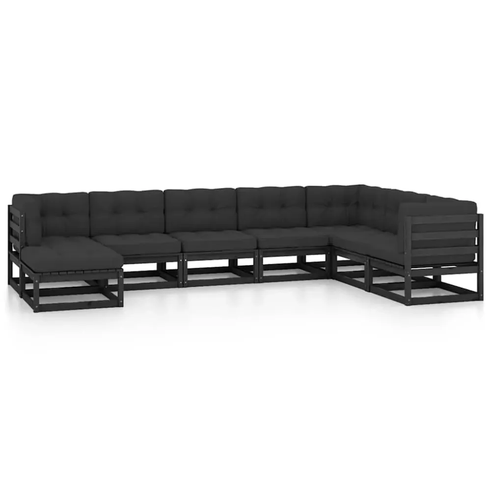 Premium Resistente ao Tempo 8 pcs conjunto lounge de jardim com almofadões pinho maciço