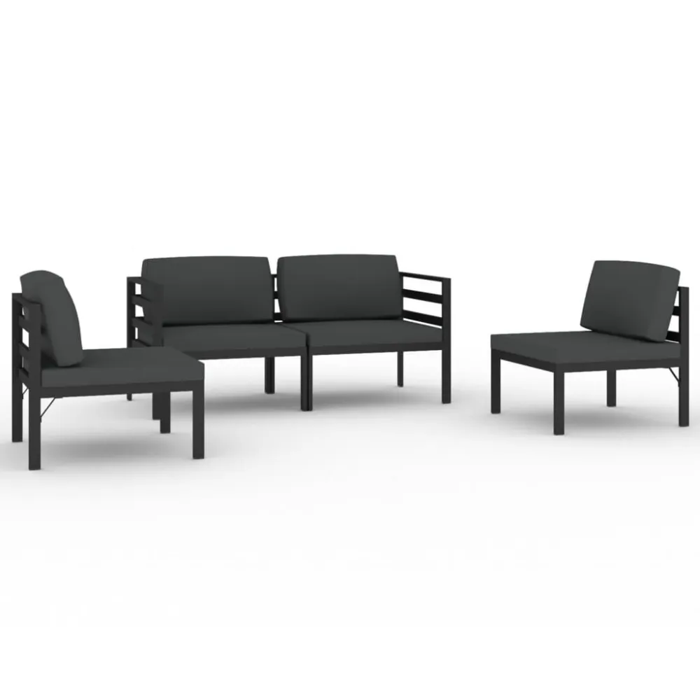 Premium Resistente ao Tempo 4 pcs conjunto lounge jardim com almofadões alumínio antracite