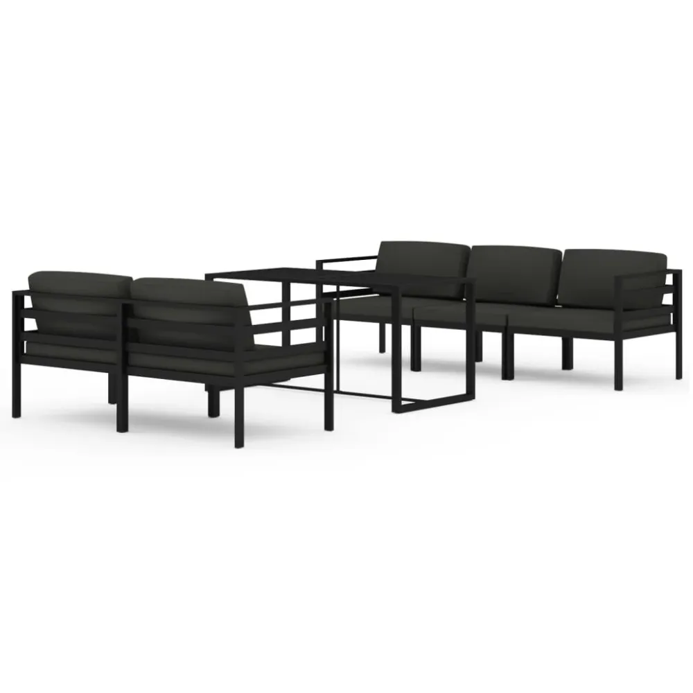 Premium Resistente ao Tempo 6 pcs conjunto lounge jardim com almofadões alumínio antracite