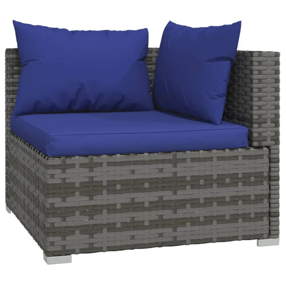 Premium Resistente ao Tempo 6 pcs conjunto lounge de jardim com almofadões vime PE cinzento