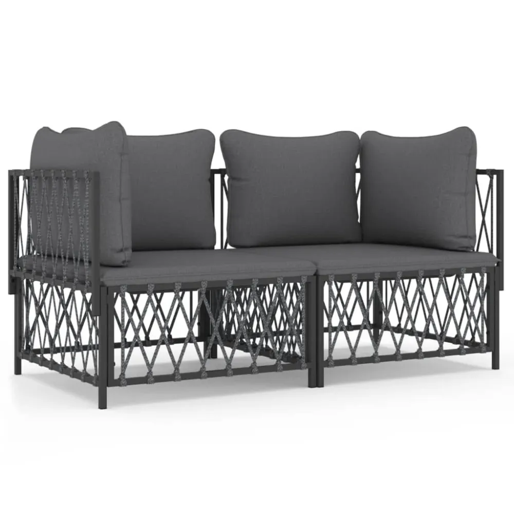 Premium Resistente ao Tempo 2 pcs conjunto lounge de jardim com almofadões ço antracite