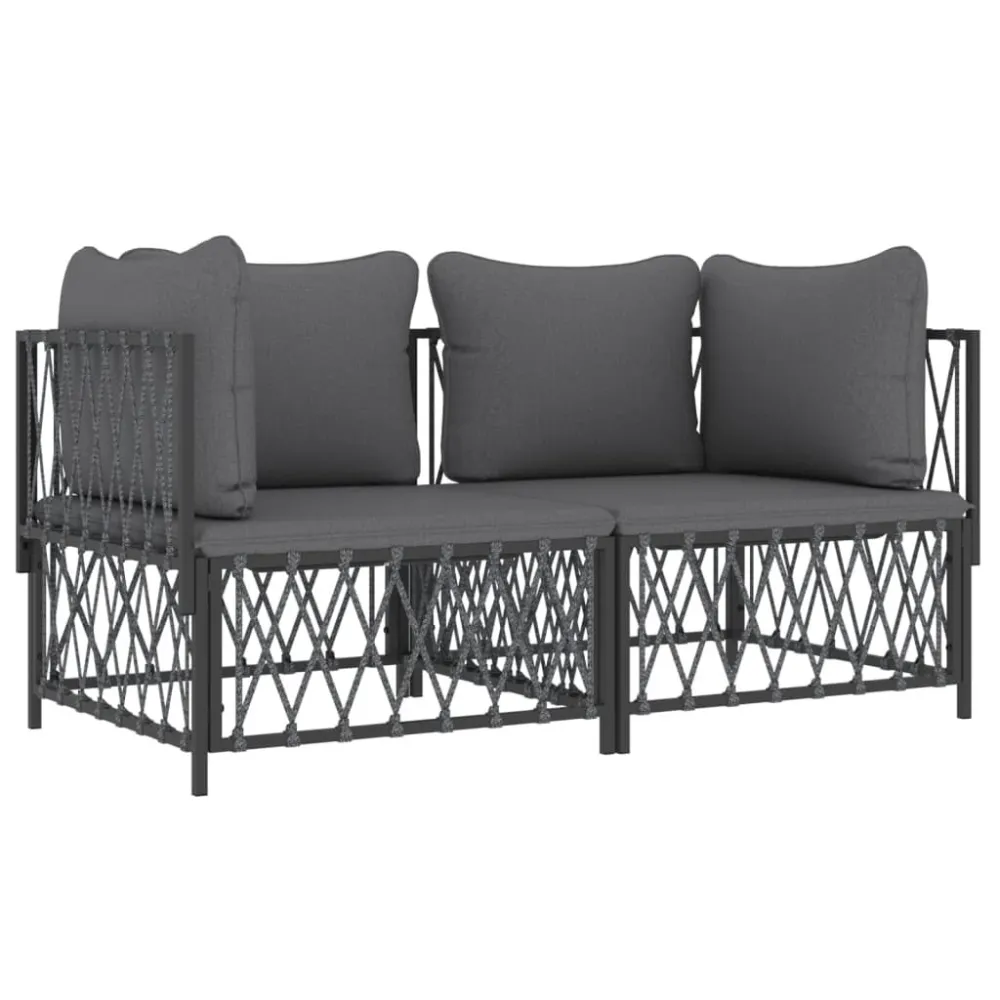 Premium Resistente ao Tempo 2 pcs conjunto lounge de jardim com almofadões ço antracite