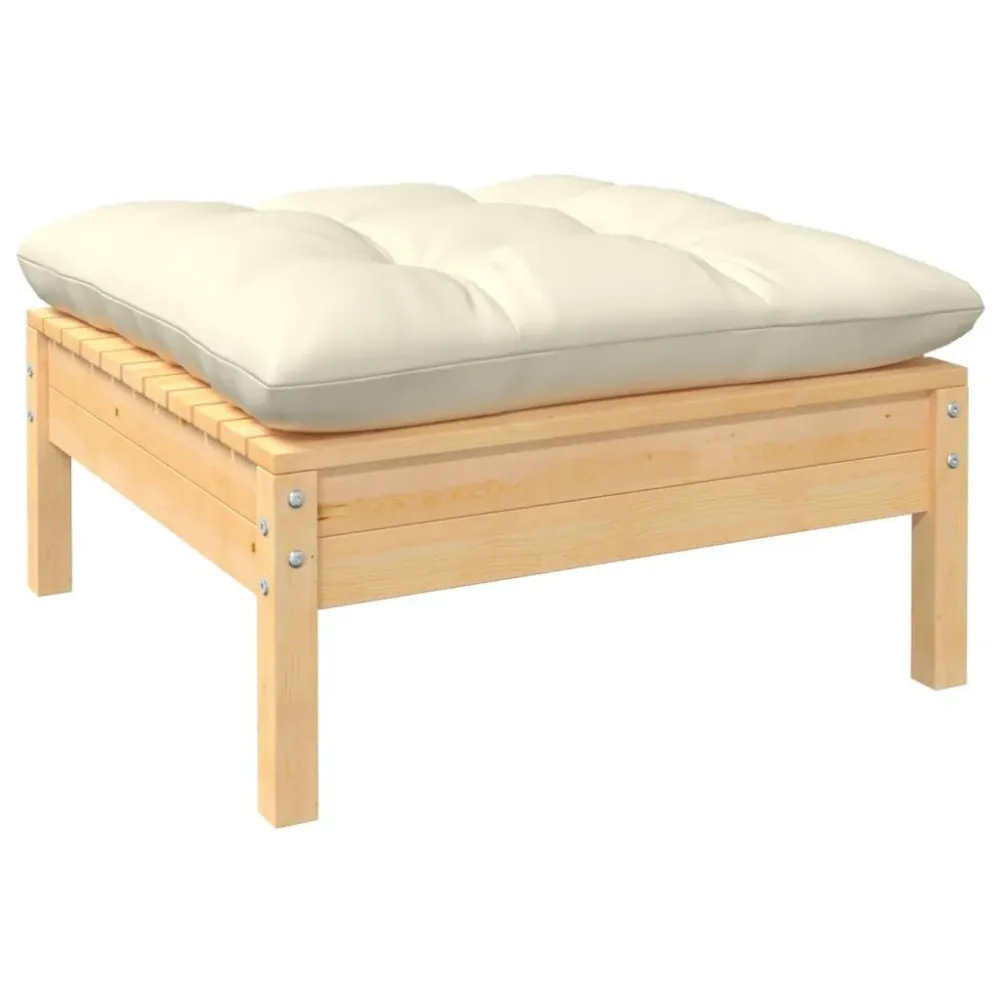 Premium Resistente ao Tempo 8 pcs conjunto lounge jardim com almofadões cor creme pinho